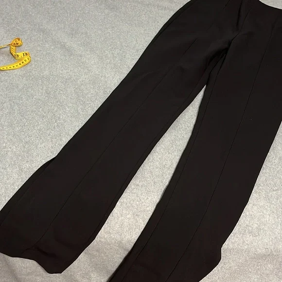 Zara High Rise Trouser Pants Large BlackSide Slit Office Career - Picture 12 of 12